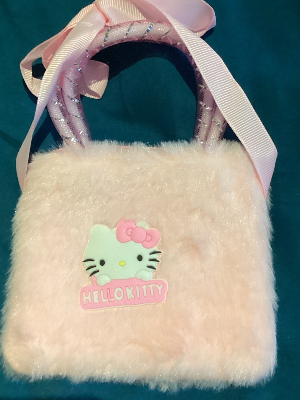 Hello Kitty Pink Plush Handbag with Ribbon Strap
